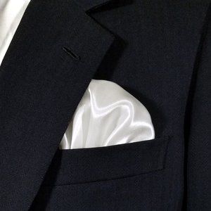 New - Men's White Satin Pre-Folded Pocket Square Insert